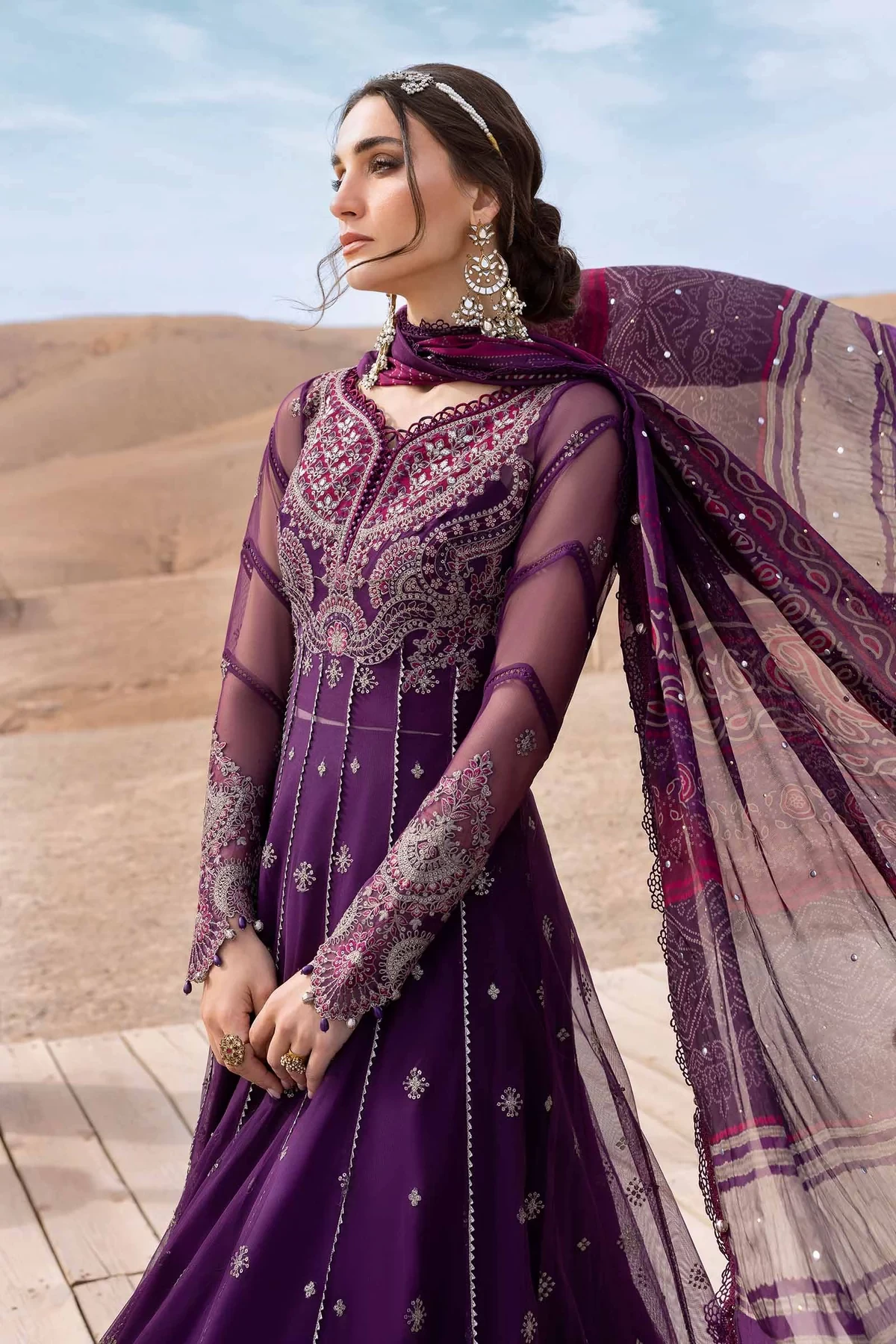 3 Piece Embroidered Net Suit | D-2507-B