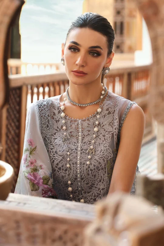 3 Piece Embroidered Organza Suit | D-2509-B