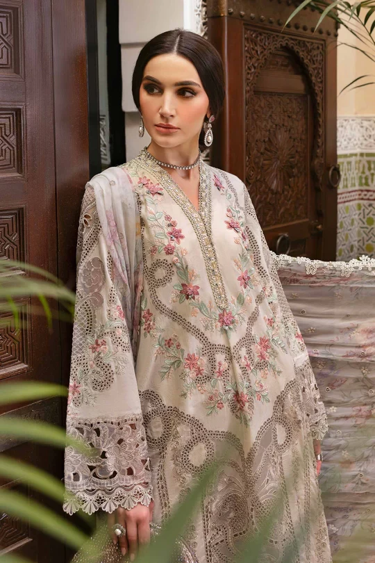 3 Piece Embroidered Lawn Suit | D-2514-B