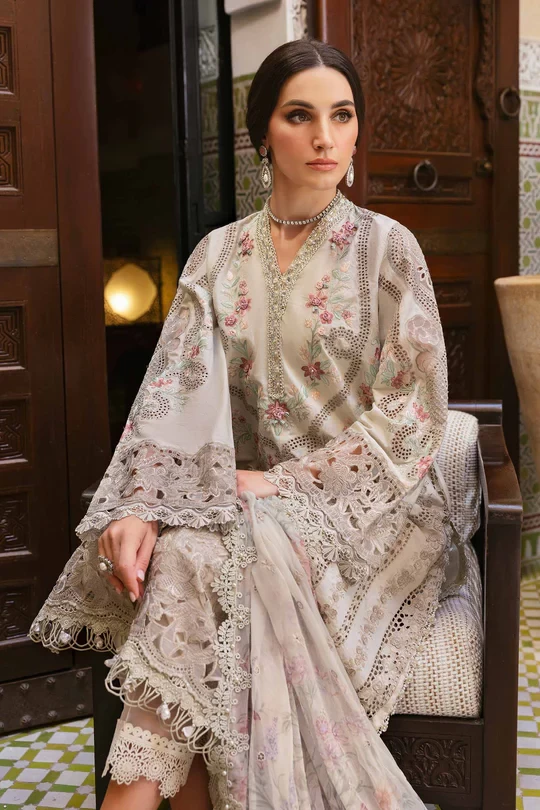 3 Piece Embroidered Lawn Suit | D-2514-B