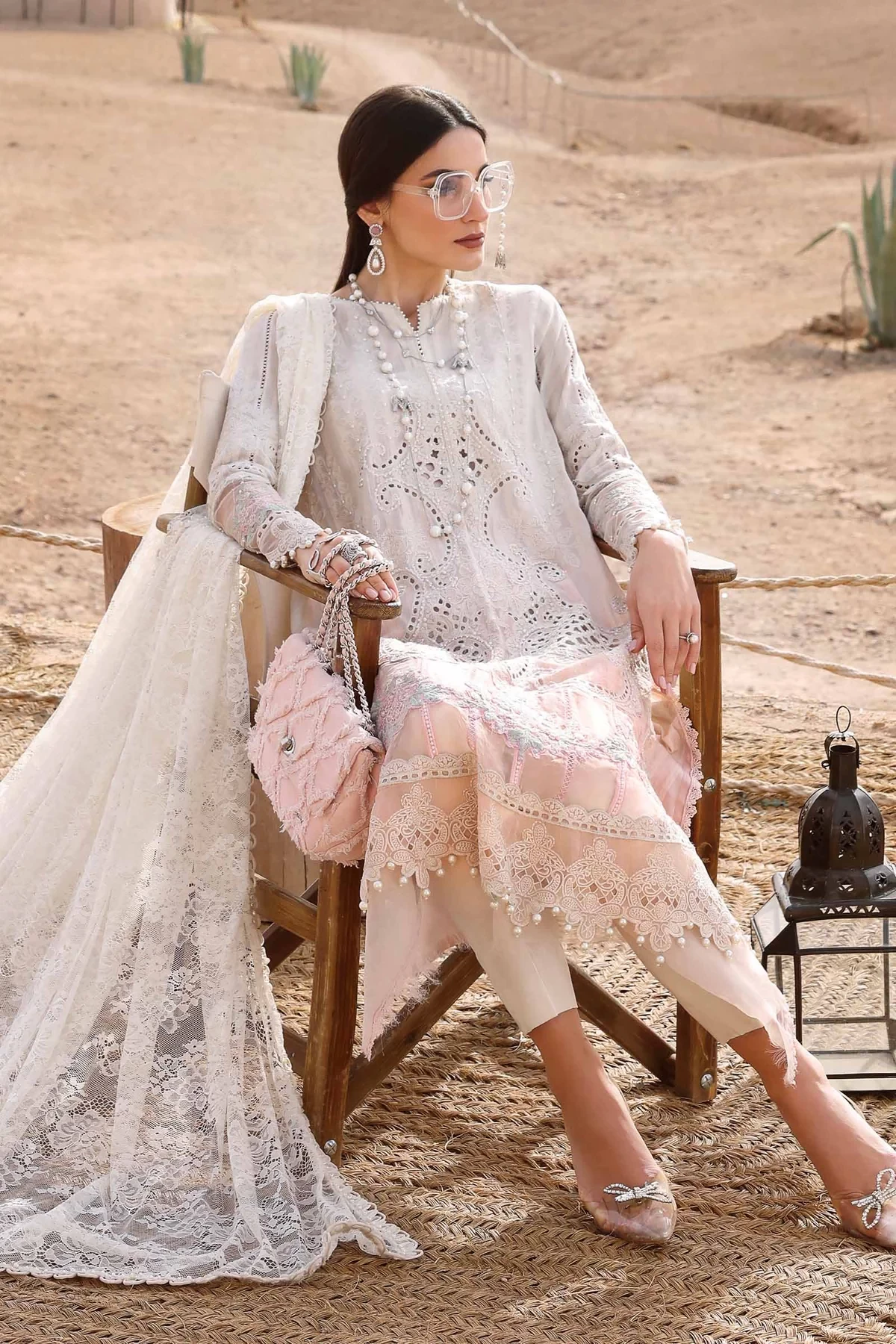3 Piece Embroidered Dobby Lawn Suit | D-2515-A