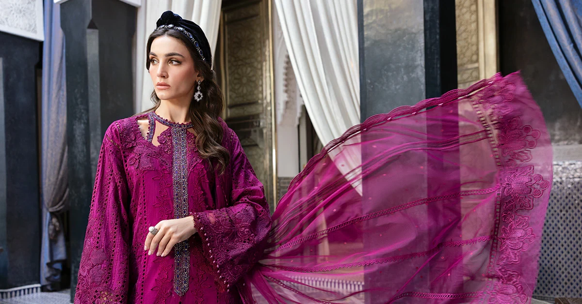 3 Piece Embroidered Lawn Suit | D-2502-B