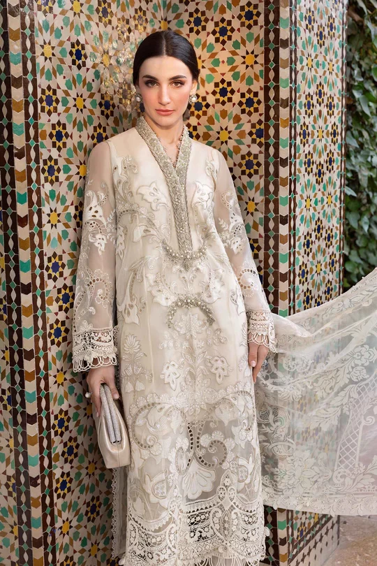 3 Piece Embroidered Organza Suit | D-2506-A