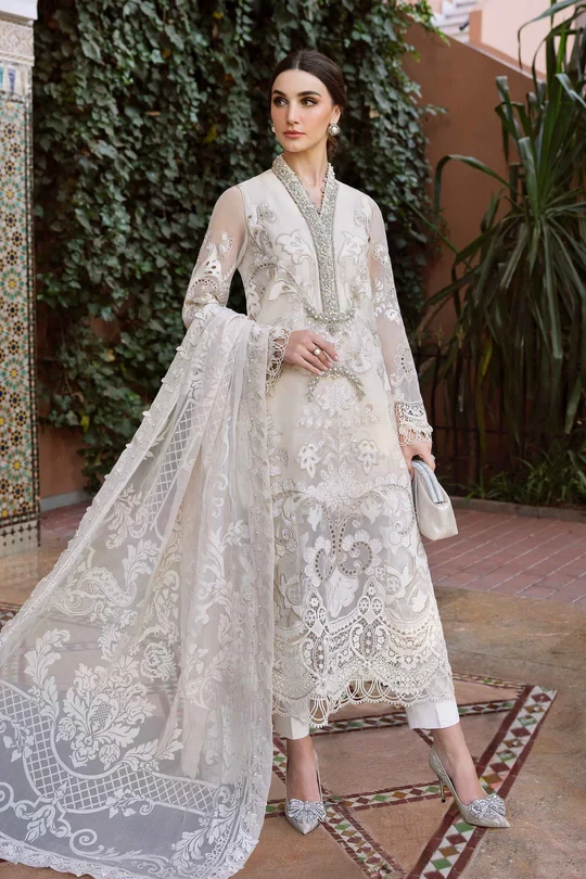 3 Piece Embroidered Organza Suit | D-2506-A