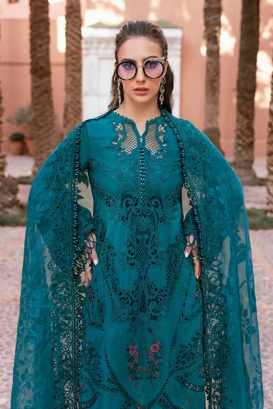 3 Piece Embroidered Dobby Lawn Suit | D-2513-B