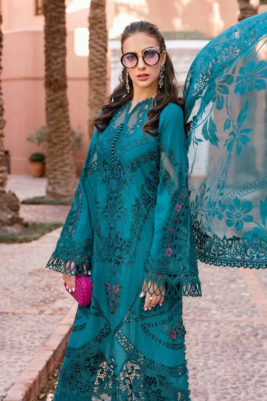 3 Piece Embroidered Dobby Lawn Suit | D-2513-B