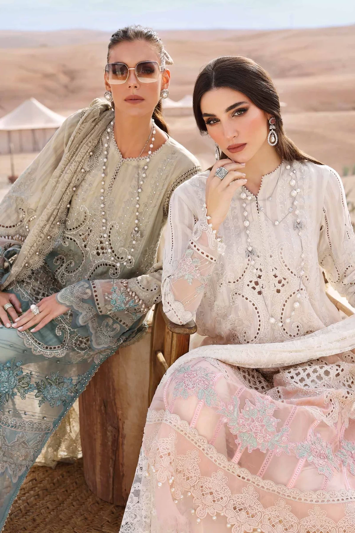 3 Piece Embroidered Dobby Lawn Suit | D-2515-B
