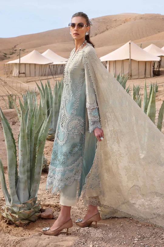3 Piece Embroidered Dobby Lawn Suit | D-2515-B