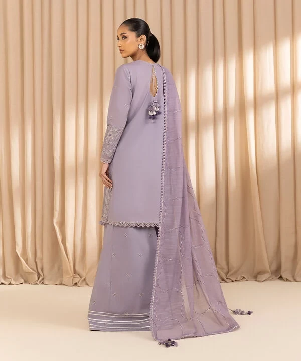 3 Piece - Embroidered Cotton Suit SKU: 0U3PELX25V21