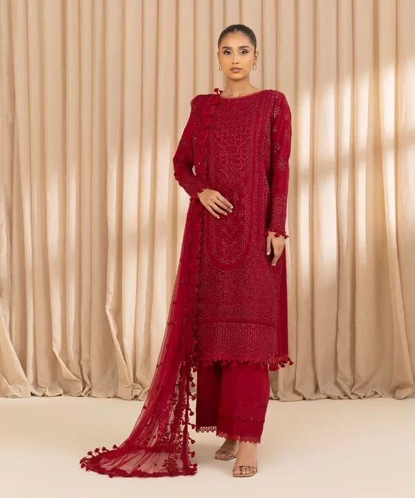 3 Piece - Embroidered Dobby Suit SKU: U3PELX25V211