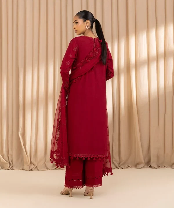 3 Piece - Embroidered Dobby Suit SKU: U3PELX25V211