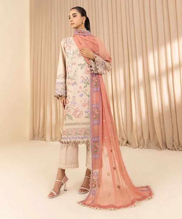 3 Piece - Embroidered Dobby Suit SKU: U3PELX25V218