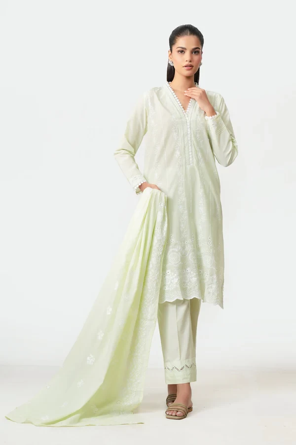 3 Piece Embroidered Chikankari Lawn Suit SKU: WFM34236
