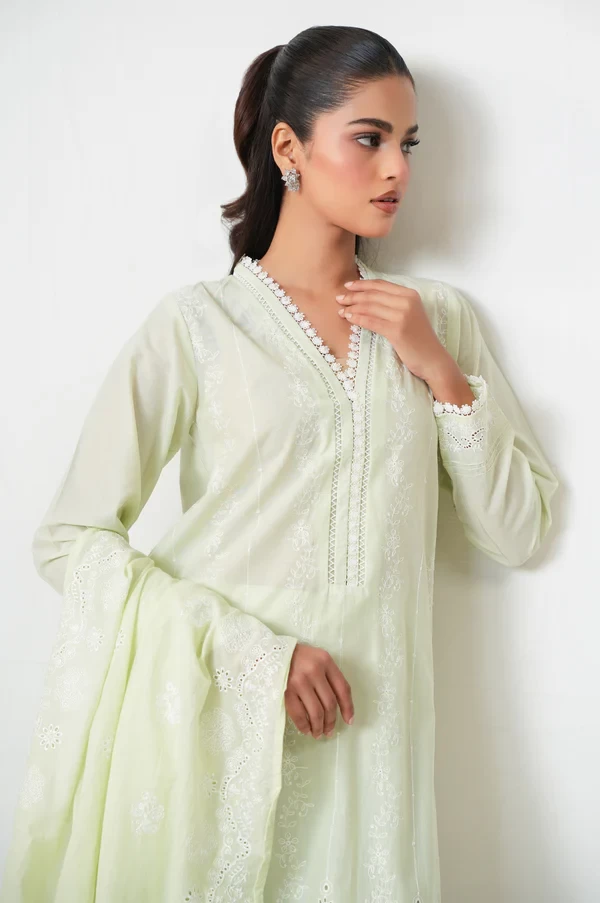 3 Piece Embroidered Chikankari Lawn Suit SKU: WFM34236
