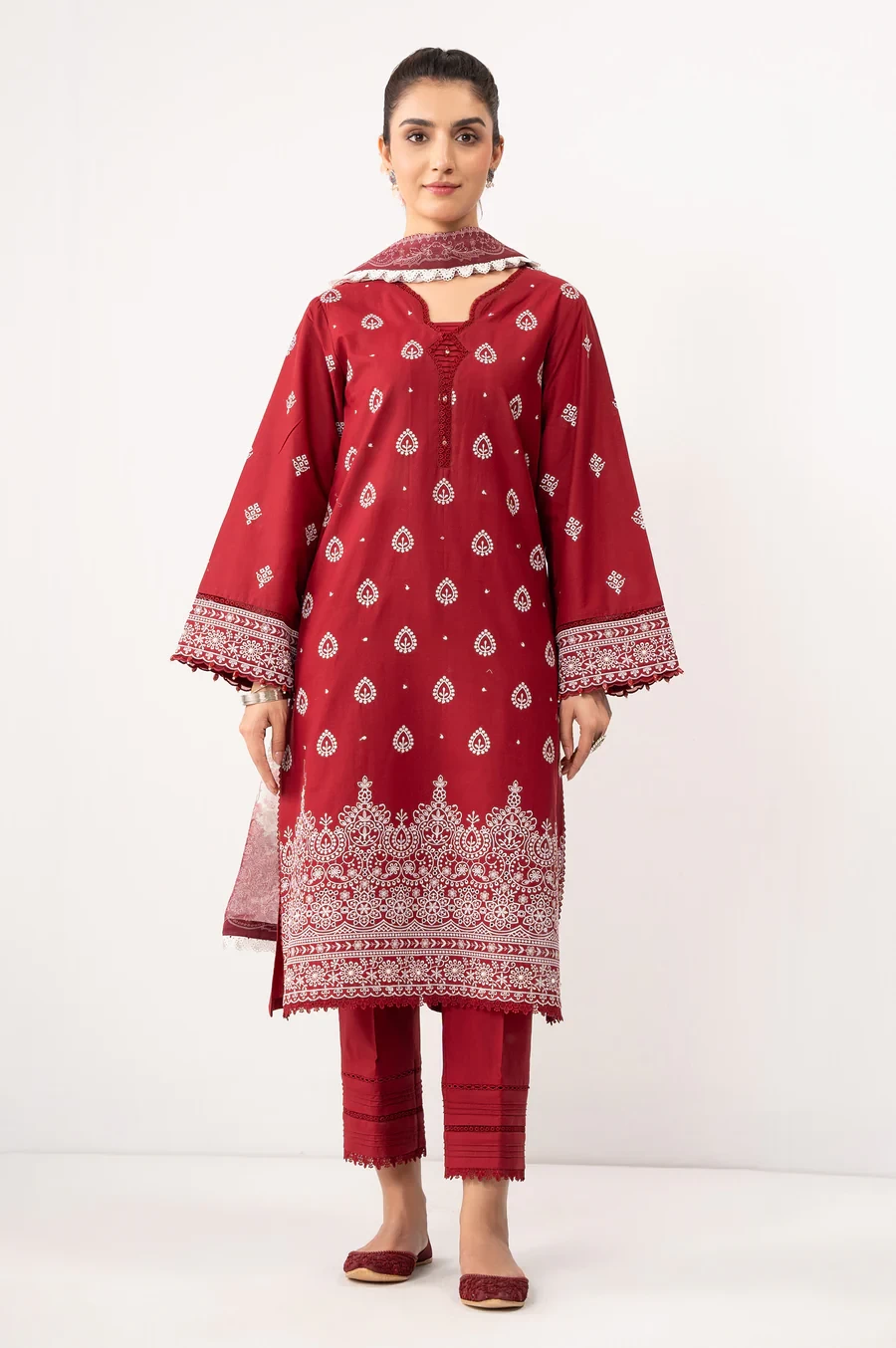 3 Piece Embroidered Lawn Chikankari Suit SKU: WFM35165