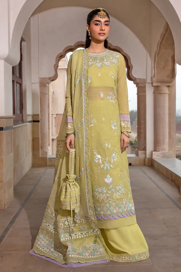 3 Piece Embroidered Monar Suit SKU: WOM34112