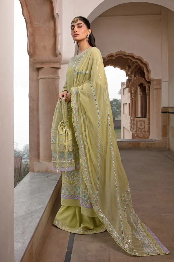 3 Piece Embroidered Monar Suit SKU: WOM34112