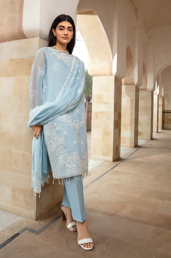 3 Piece Embroidered Manar Suit SKU: WOM34114