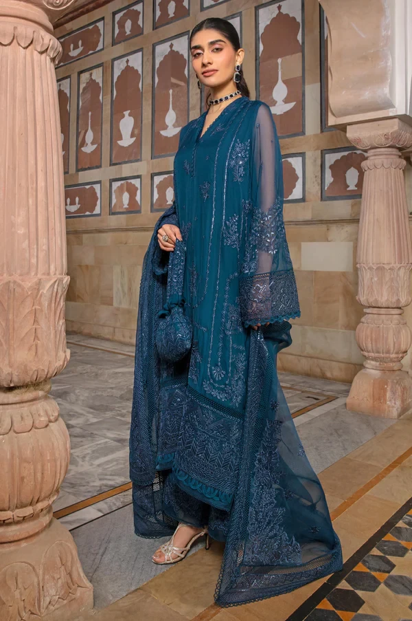 3 Piece Embroidered Chiffon Suit SKU: WOM34108