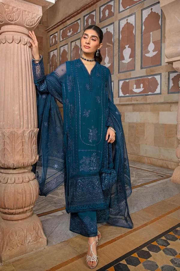 3 Piece Embroidered Chiffon Suit SKU: WOM34108
