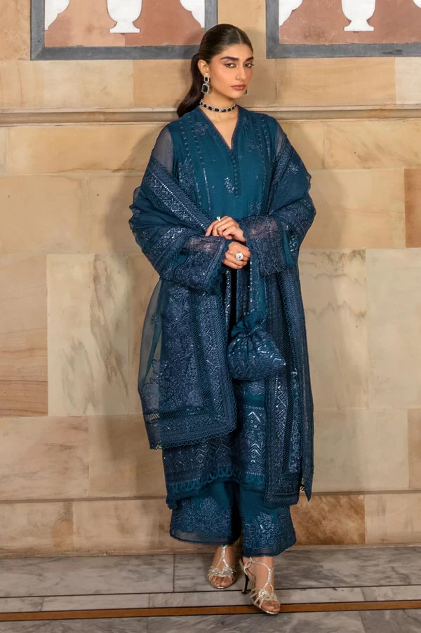 3 Piece Embroidered Chiffon Suit SKU: WOM34108