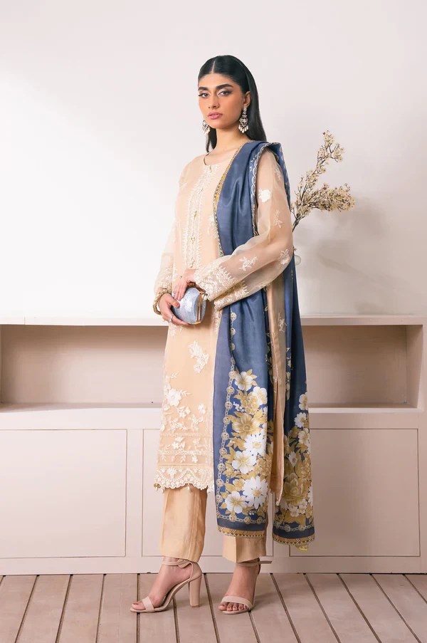 3 Piece Embroidered Semi Formal Suit SKU: WOM34119