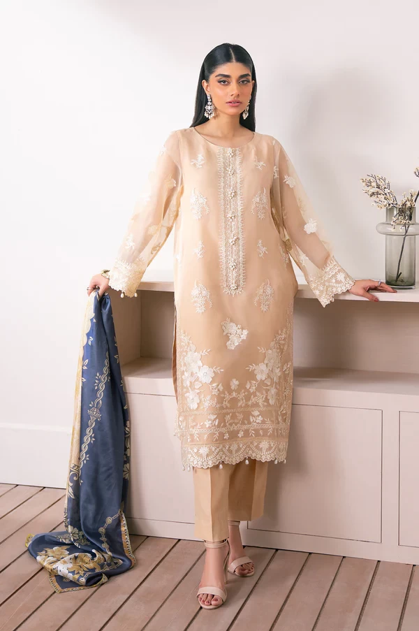 3 Piece Embroidered Semi Formal Suit SKU: WOM34119