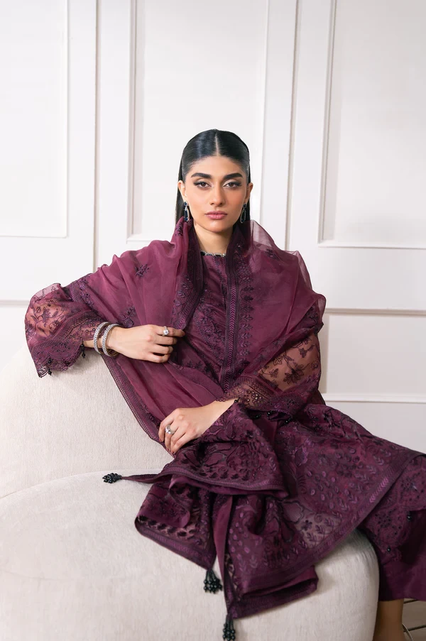 3 Piece Embroidered Semi Formal Suit SKU: WOM34118