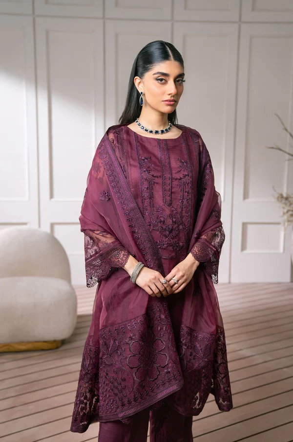 3 Piece Embroidered Semi Formal Suit SKU: WOM34118