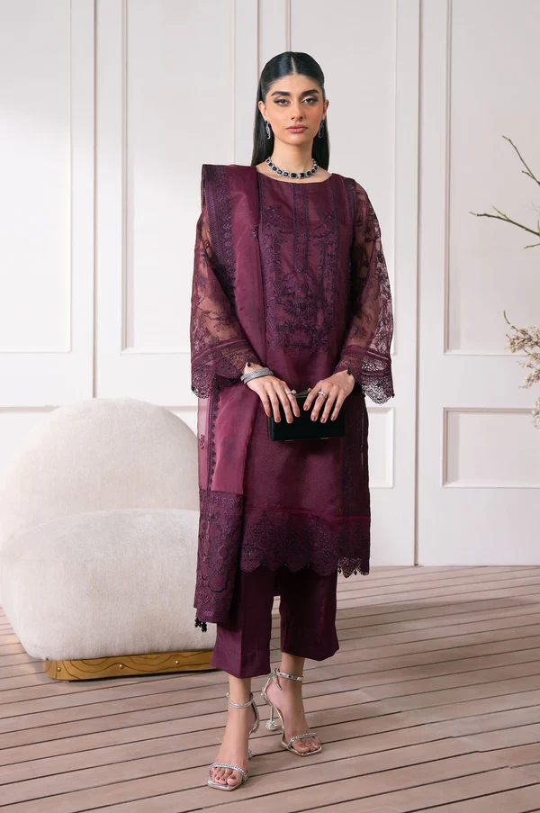 3 Piece Embroidered Semi Formal Suit SKU: WOM34118
