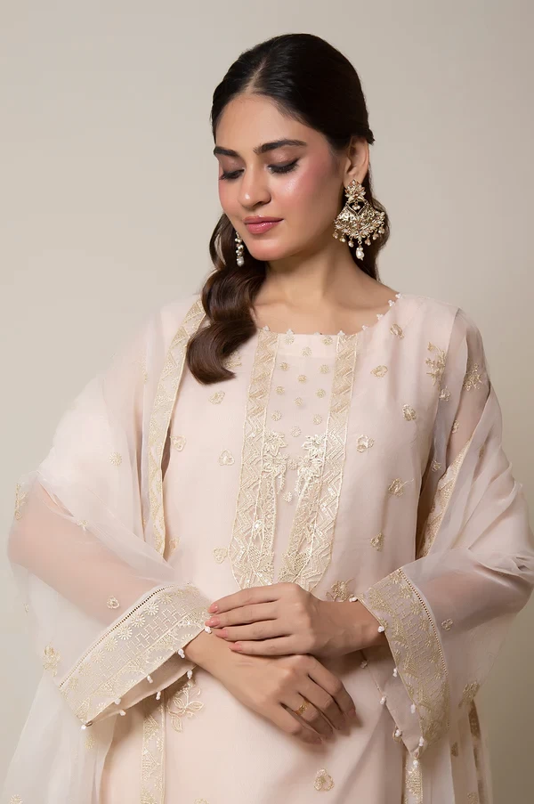3 Piece Embroidered Semi Formal Organza Suit SKU: WOM34124