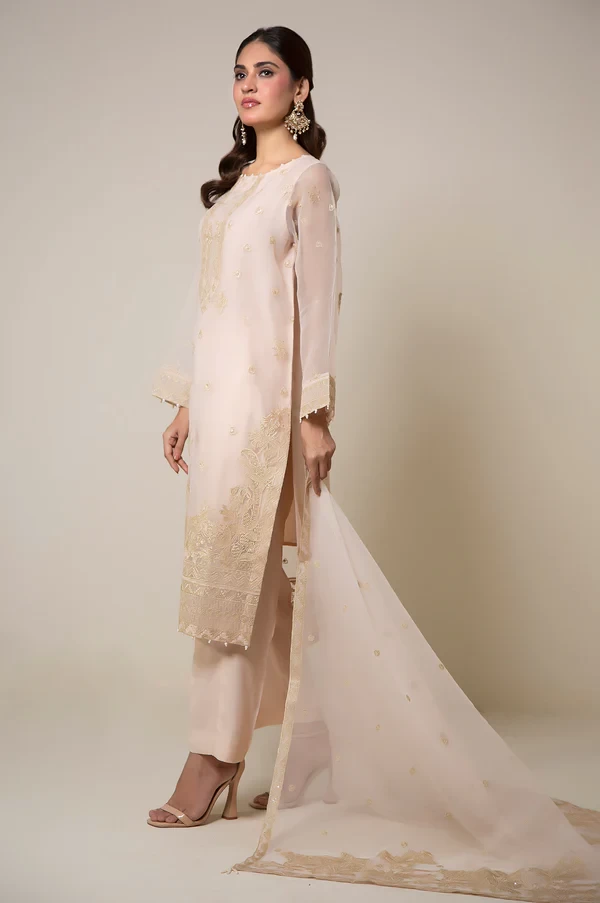 3 Piece Embroidered Semi Formal Organza Suit SKU: WOM34124