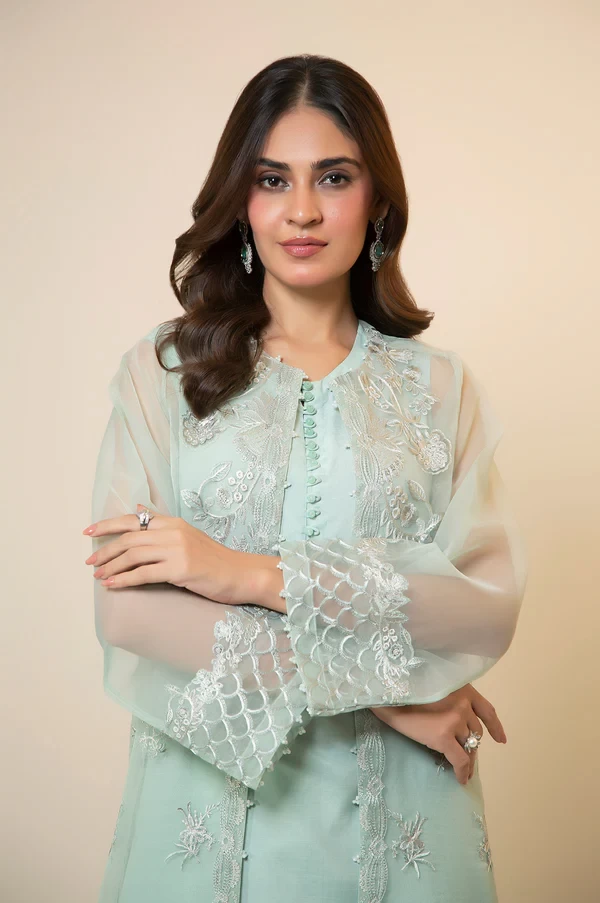 3 Piece Embroidered Semi Formal Organza Suit SKU: WOM34125