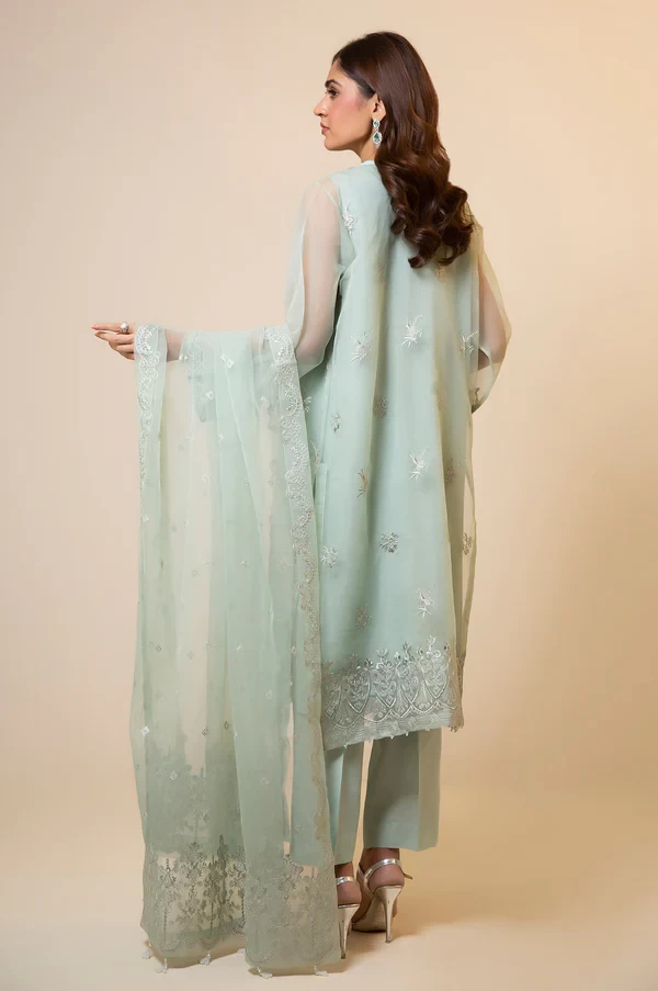 3 Piece Embroidered Semi Formal Organza Suit SKU: WOM34125
