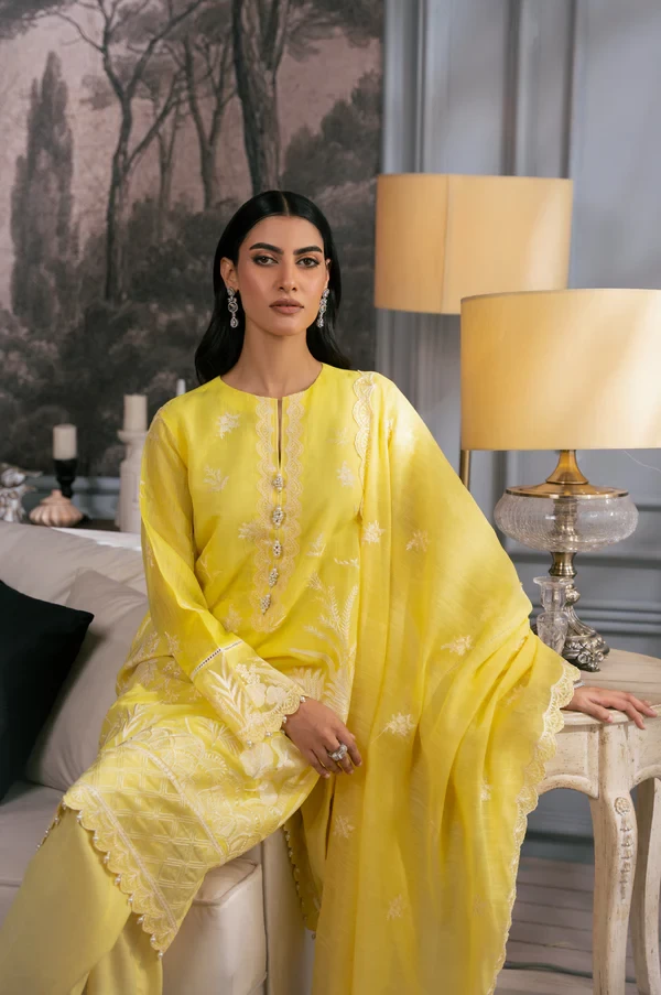 3 Piece Embroidered Semi Formal Manar Suit SKU: WOM34123