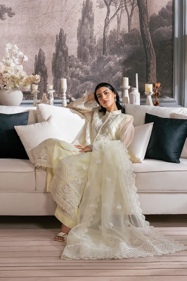 3 Piece Embroidered Semi Formal Organza Suit SKU: WOM34129