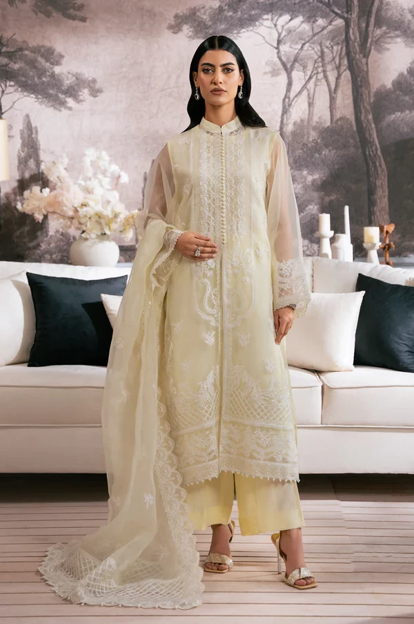 3 Piece Embroidered Semi Formal Organza Suit SKU: WOM34129