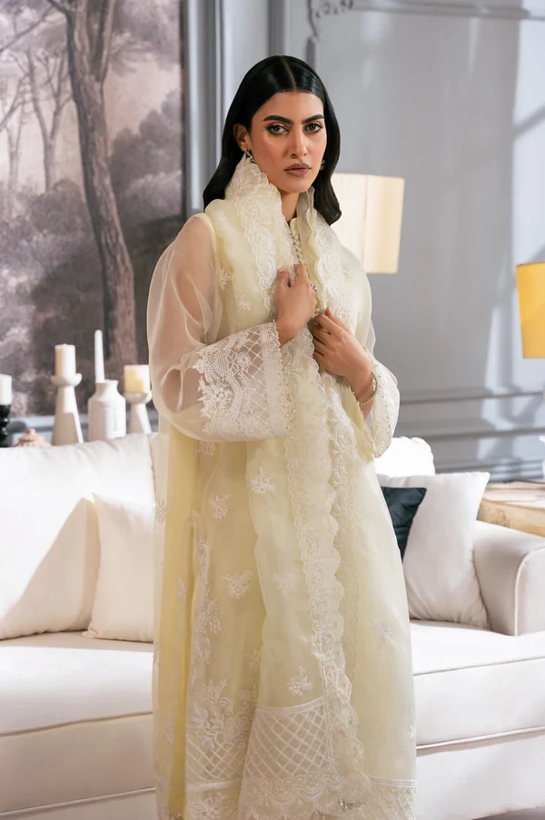 3 Piece Embroidered Semi Formal Organza Suit SKU: WOM34129