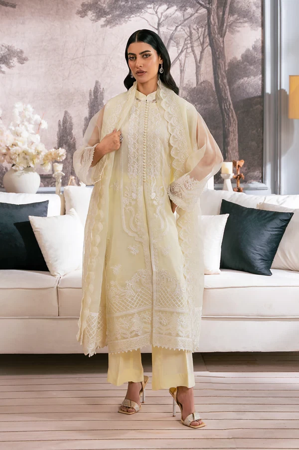 3 Piece Embroidered Semi Formal Organza Suit SKU: WOM34129
