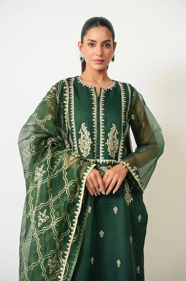 3 Piece Embroidered Rajjo Net Suit SKU: WOM34134