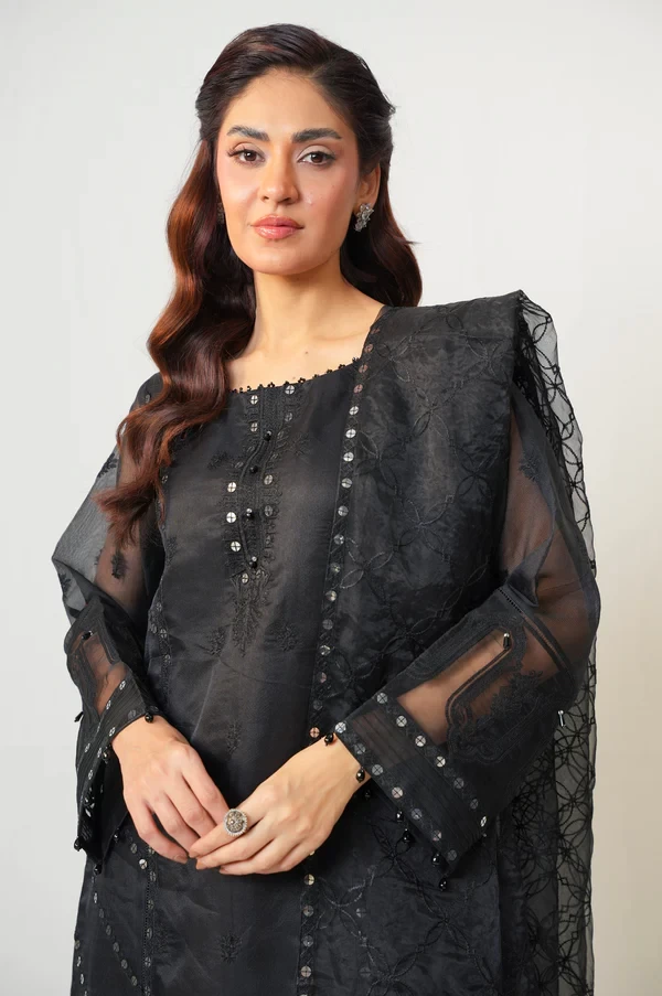3 Piece Embroidered Rajjo Net Suit SKU: WOM34135