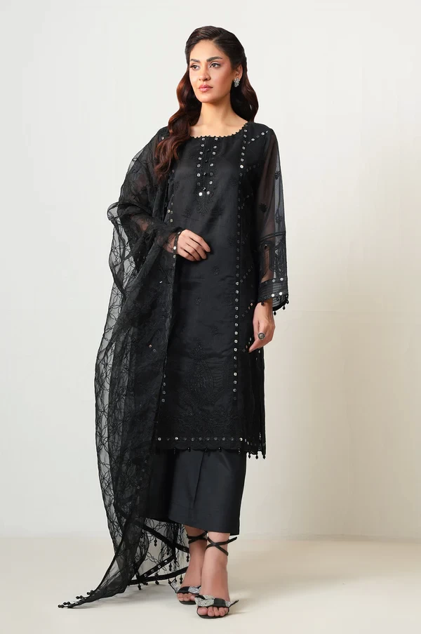 3 Piece Embroidered Rajjo Net Suit SKU: WOM34135