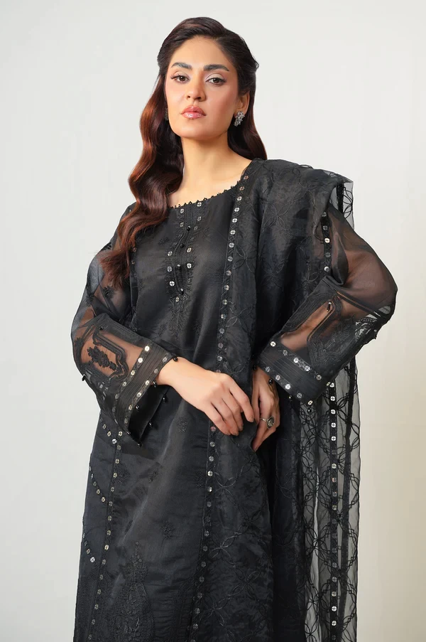 3 Piece Embroidered Rajjo Net Suit SKU: WOM34135