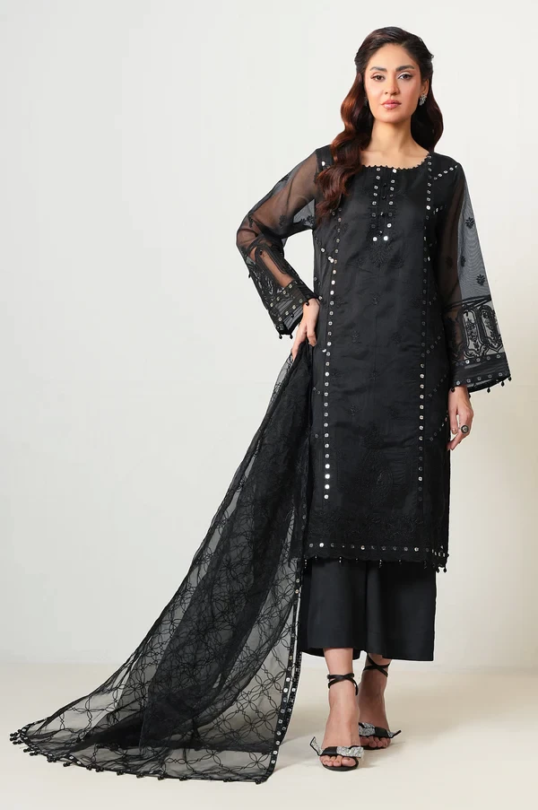 3 Piece Embroidered Rajjo Net Suit SKU: WOM34135