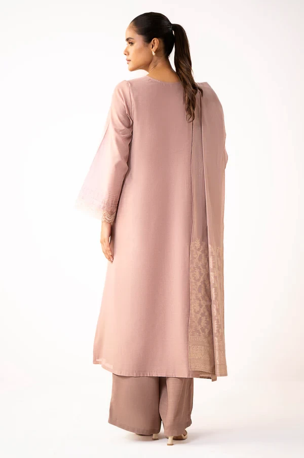 3 Piece Embroidered Cotton Net Suit SKU: WUM34301