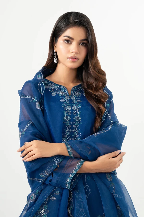 3 Piece Embroidered Organza Suit SKU: WUM34564