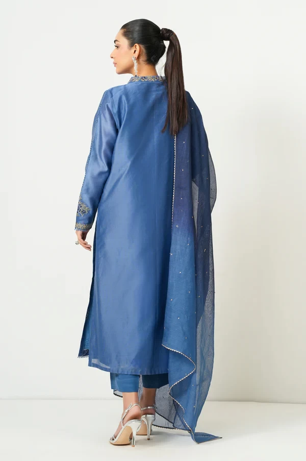 3 Piece Embroidered Cotton Net Suit SKU: WUM35110