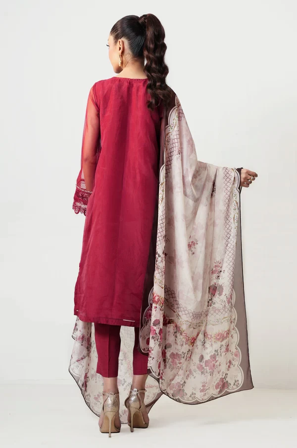 3 Piece Embroidered Organza Suit SKU: WUM35102