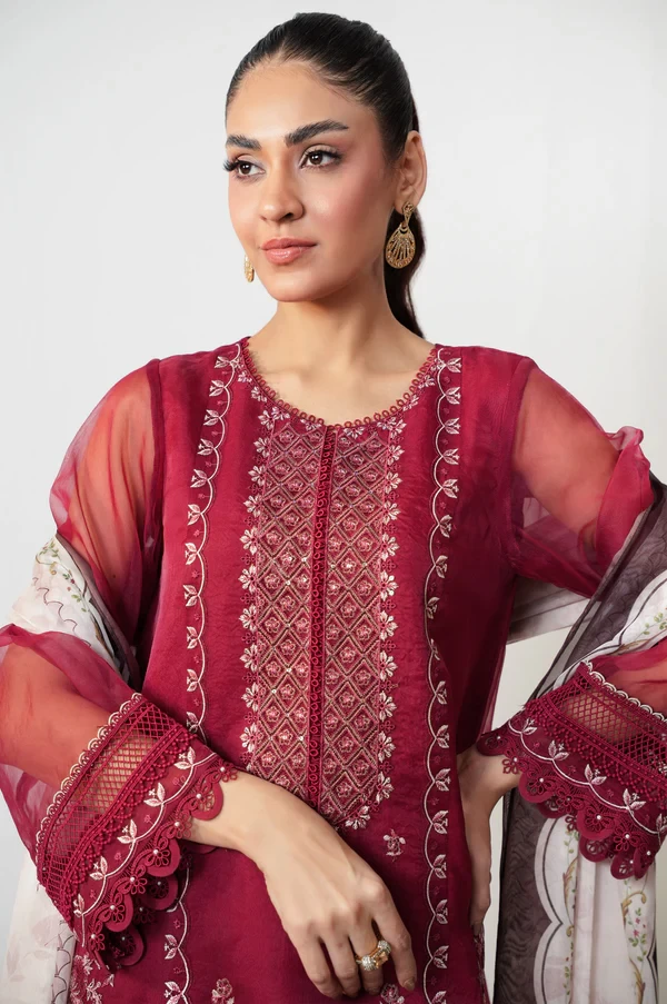 3 Piece Embroidered Organza Suit SKU: WUM35102