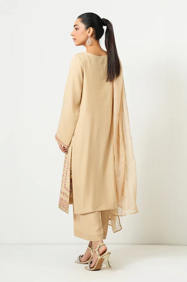 3 Piece Embroidered Cotton Satin SKU: WUM35106